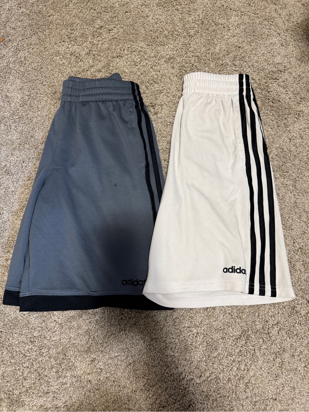 10/12 Adidas Boy’s 3 Stripe Stripe Athletic Shorts Bundle Grey Black White